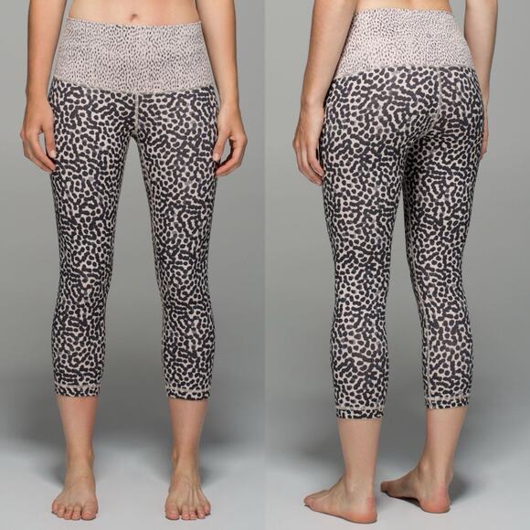 Lululemon Wunder Under Crop II Leggings Roll Down Ace Spot Womens M/L - Picture 1 of 7